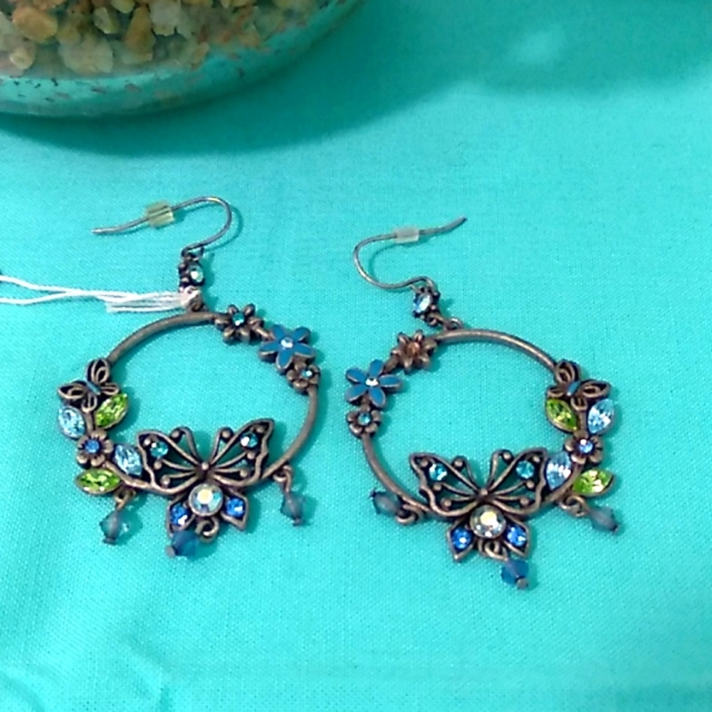 Oggie Design drop hoop Sterling hook breath of Spring earrings